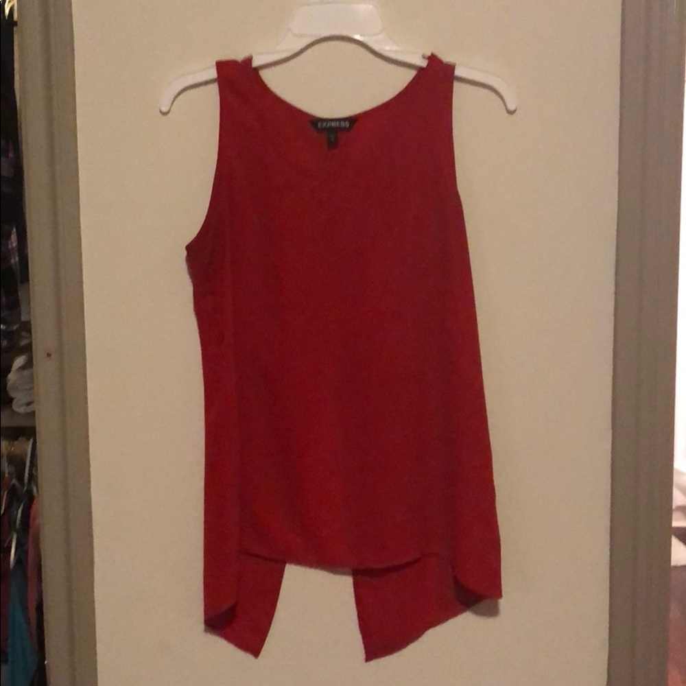 Red open back tank